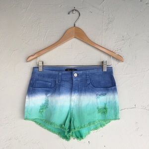 NWOT Blue & Green Ombre/Dip Dye Denim Shorts